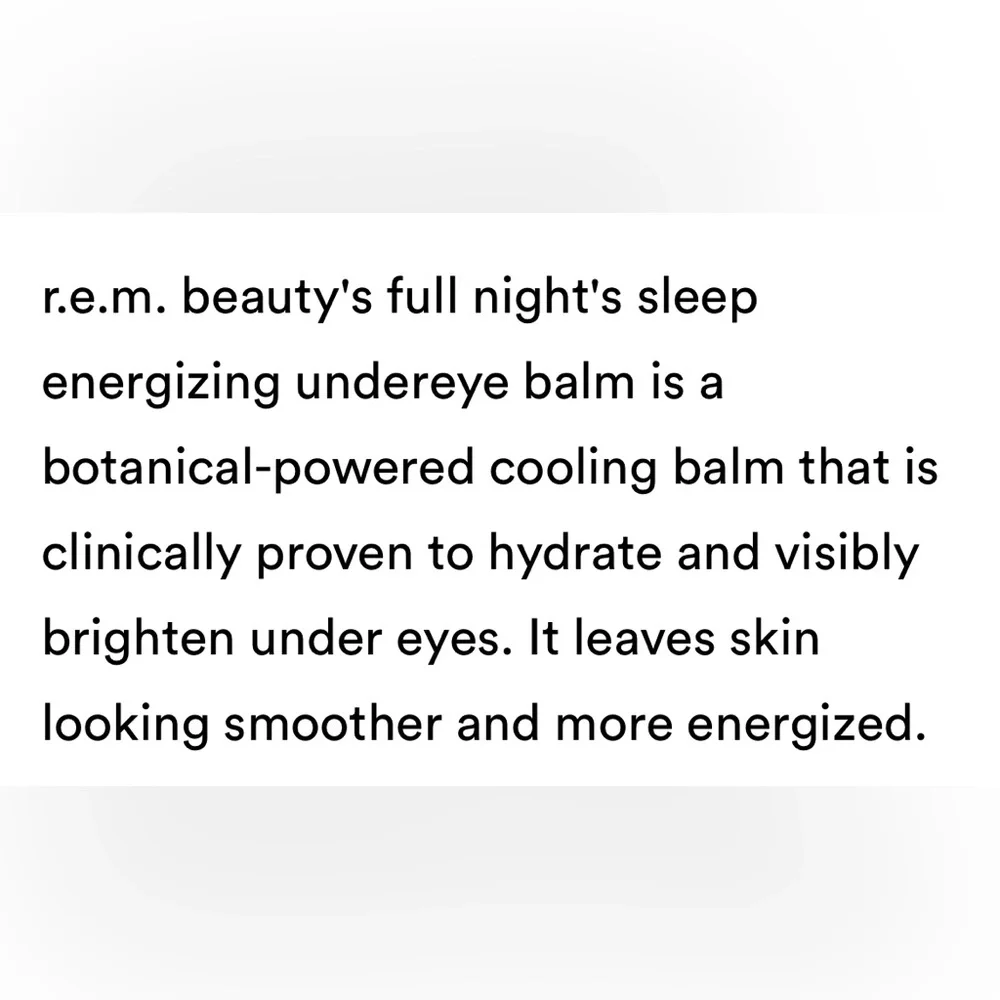 R.E.M Beauty Energizing Undereye Balm .3 oz - new/unopened